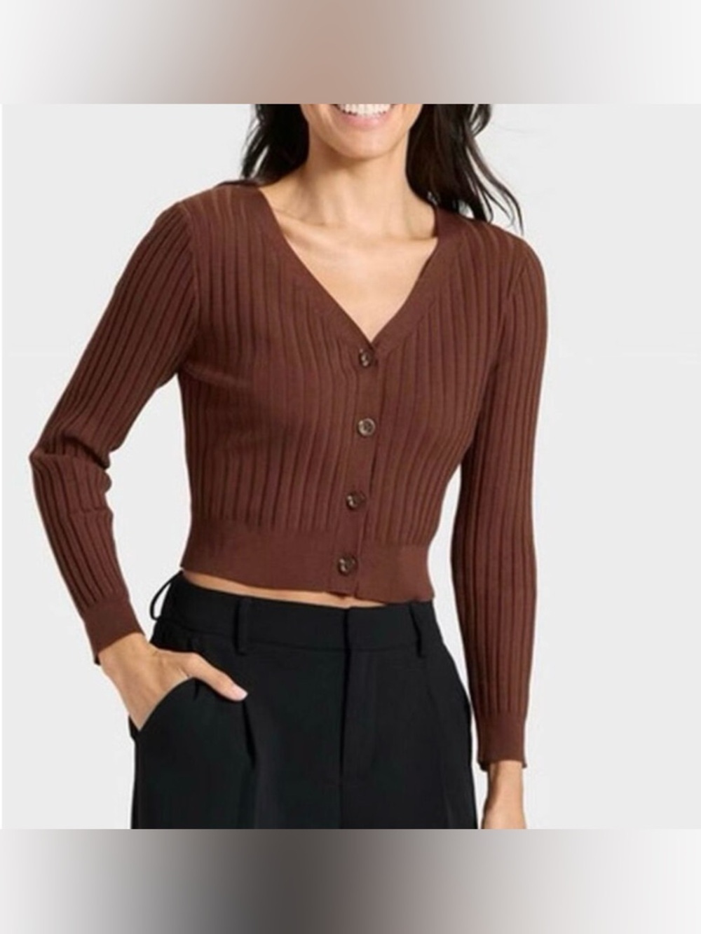a new day Ribbed Button-Front Cardigan